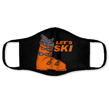Discover Retro Skiing Let's Ski Vacation Face Masks