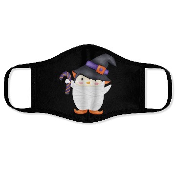 Discover Halloween Penguin in a mummy costume Face Masks