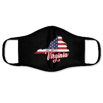 Discover US Flag Virginia Map Design for proud Virginians Face Masks