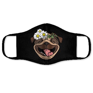 Discover Dog Pug Flower Face Masks