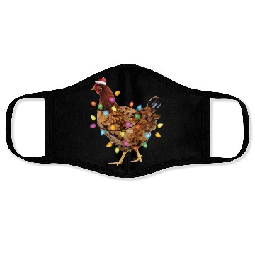 Discover Christmas Lights Santa Chicken Funny Xmas Tree Face Masks
