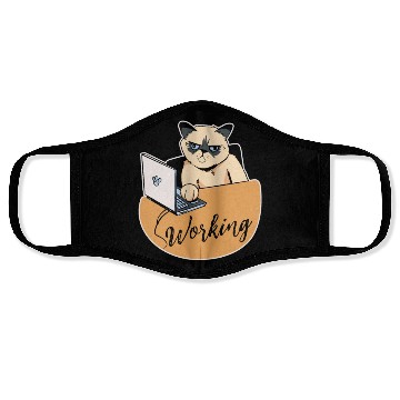 Discover Working Cat Busy Cat Owner Professional Worker Face Masks