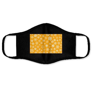 Discover Winter Snowflakes Pattern Orange White Face Masks