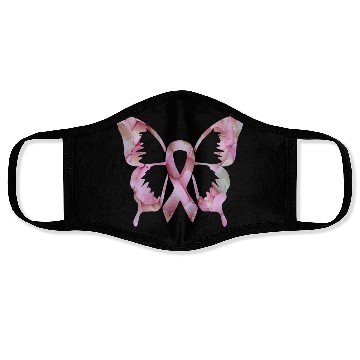 Discover Ribbon Butterfly flower Breast Cancer Awareness Face Masks