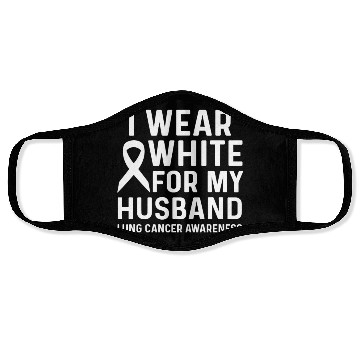 Discover I Wear White for My Husband Lung Cancer Awareness Face Masks
