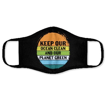 Discover Keep Our Ocean Clean And Planet Green Retro Face Masks