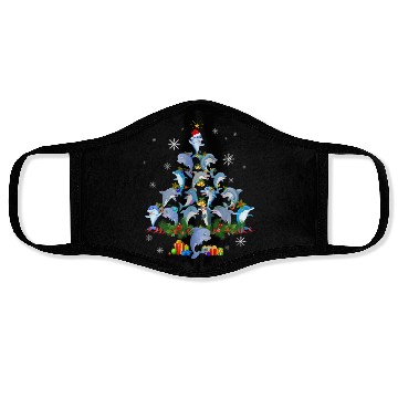Discover Cute Dolphin Christmas Tree Pet Dolphin Lover Face Masks