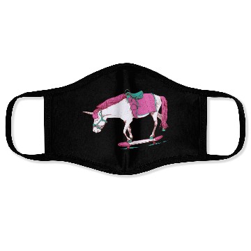 Discover Unicorn on a Skateboard Face Masks