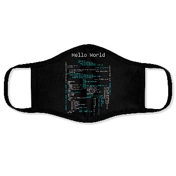 Discover Hello World Coding Computer Programming Languages Face Masks