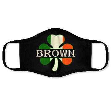 Discover Brown Irish Surname Ireland Flag Shamrock Face Masks