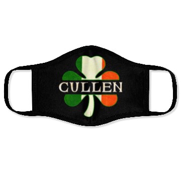Discover Cullen Irish Surname Ireland Flag Shamrock Face Masks