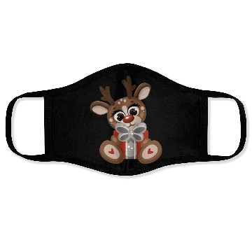 Discover Cute Christmas Deer with a gift Face Masks