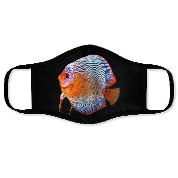 Discover DISCUS FISH - Snakeskin, orange/blue Face Masks