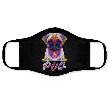 Discover Dog Breed Colorful Pug Face Masks