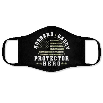 Discover Husband Daddy Protector Hero US Army Veteran Face Masks