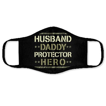 Discover Husband Daddy Protector Hero US Army Veteran Face Masks