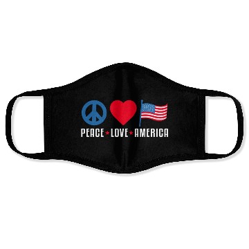 Discover Peace Love America US Flag Independence Face Masks