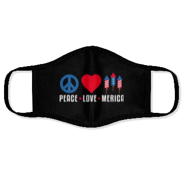 Discover Peace Love Merica US Flag Independence Face Masks