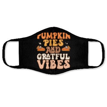Discover Retro Pumpkin Pies Grateful Vibes Thanksgiving Face Masks