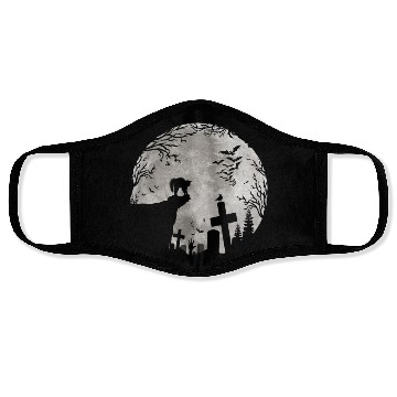 Discover Halloween Black Cat Werewolf Full Moon Bats trick Face Masks