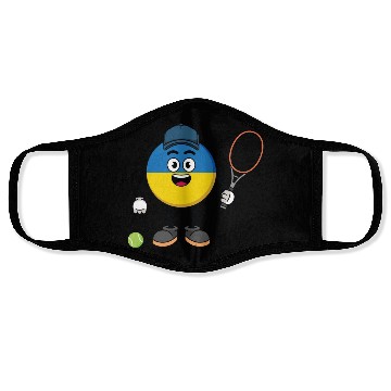 Discover ukraine flag illustration as a tennis player Face Masks