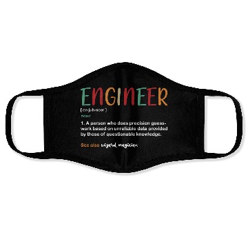 Discover Funny College Student Engineer Definition Face Masks