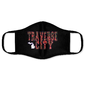 Discover Traverse City Michigan Cherry Graphic T Face Masks