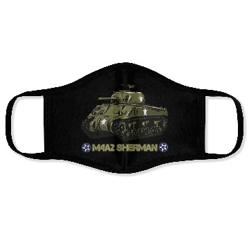 Discover World War 2 American Tank M4A2 Sherman Face Masks