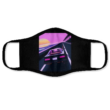 Discover Vaporwave Aesthetic Sports Car Driving Into A Face Masks