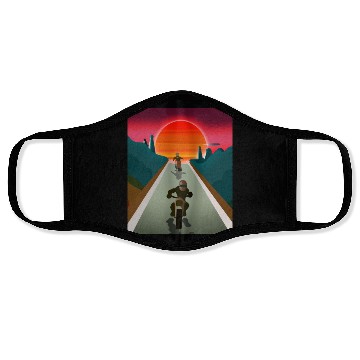 Discover Dirt Bike Rider Sunset Mountain Road Face Masks