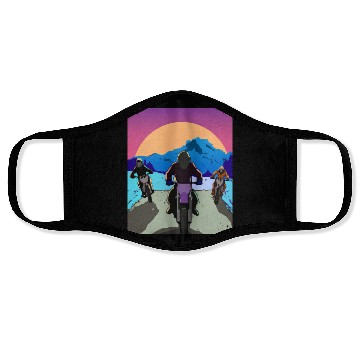 Discover Dirt Bike Rider Sunset Mountain Road Face Masks