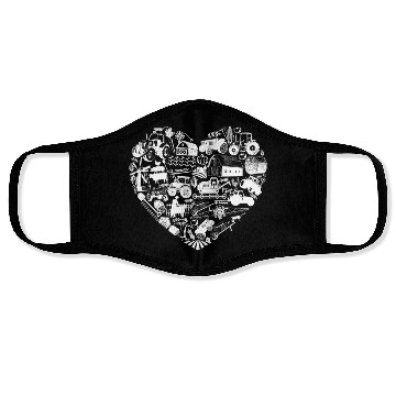 Discover Farming Farmer Heart Tractor Face Masks