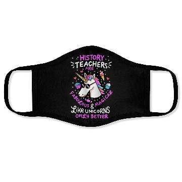 Discover School Unicorn Funny Saying History Teacher Gift Face Masks