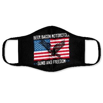 Discover Beer Bacon Motorcycle Guns And Freedom US Flag Face Masks
