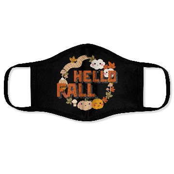 Discover Hello Fall Cute Nature Autumn leaves Pumpkins Face Masks