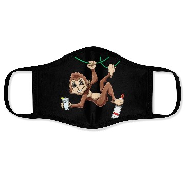 Discover Funny Monkey drinking Grain Chimpanzee Face Masks