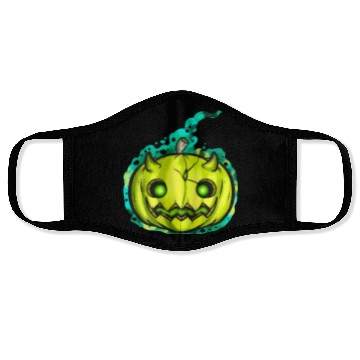 Discover Green Pumpkin Spirit With Horns Halloween Face Masks