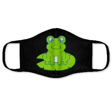 Discover frog sitting water lily sea leaf Face Masks