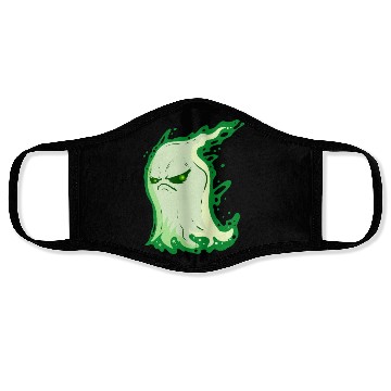 Discover Grumpy Green Spirit Ghost On Halloween Face Masks