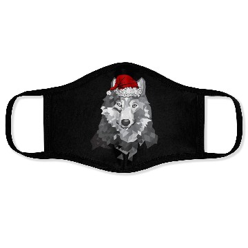 Discover Grey Wolf Christmas Santa Hat Wolves Lover Wolfmas Face Masks