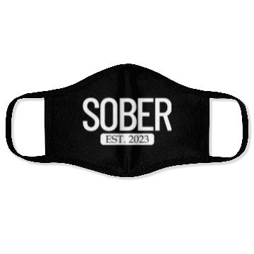 Discover Sober Est. 2023 Staying Sober No Alcohol Addiction Face Masks