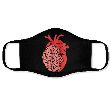 Discover Half Brain Half Heart Organ Anatomy Science Face Masks
