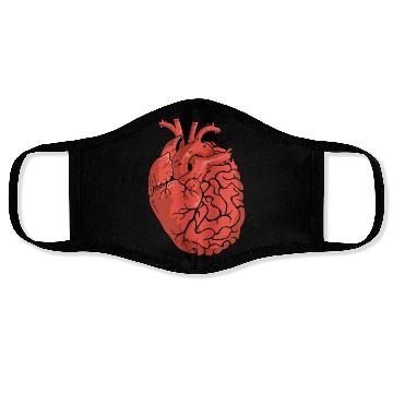Discover Half Brain Half Heart Organ Anatomy Science Face Masks