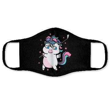 Discover Unicorn playing Golf Fabulous Creature Sport Face Masks