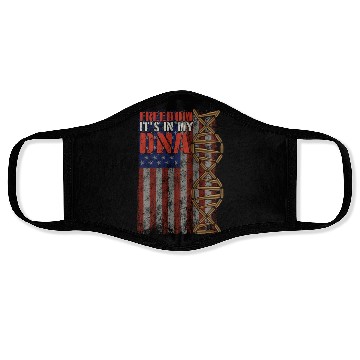Discover Freedom It's In My DNA American Flag With Bullets Face Masks
