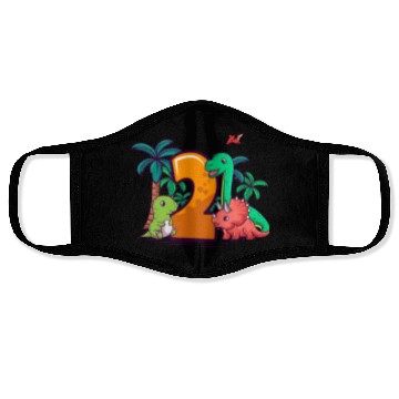 Discover 2nd Birthday Trex Triceratops Dinosaur 2 Year Face Masks
