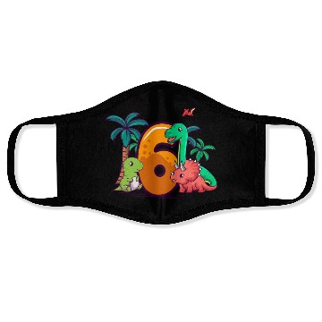 Discover 6th Birthday Trex Triceratops Dinosaur 6 Year Face Masks