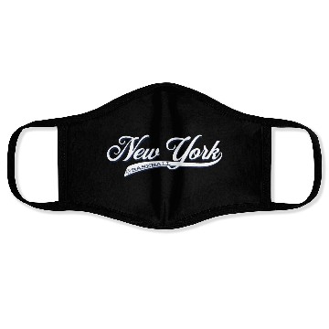 Discover New York script retro baseball white Face Masks