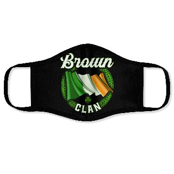 Discover Brown Surname Irish Last Name Ireland Flag Face Masks