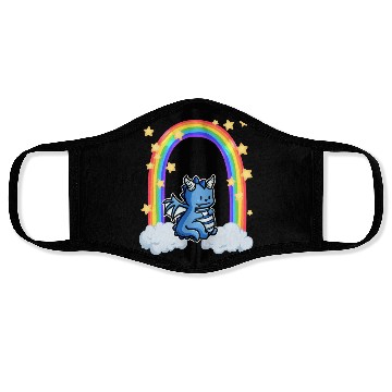 Discover Dragon rainbow cloud stars Face Masks